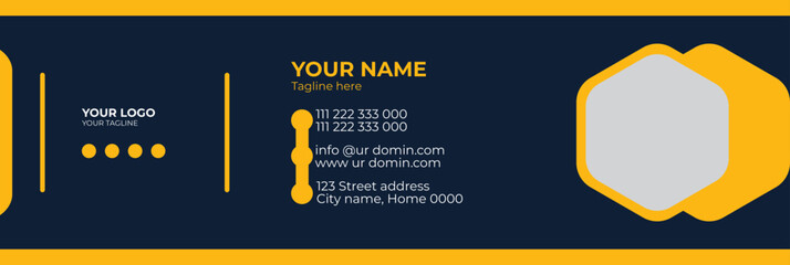 Wall Mural - Corporate Email signature template or email footer and personal social media cover templates with an author photo place creative modern layout