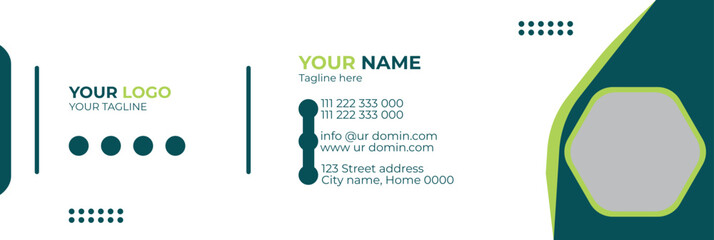 Wall Mural - Corporate Email signature template or email footer and personal social media cover templates with an author photo place creative modern layout