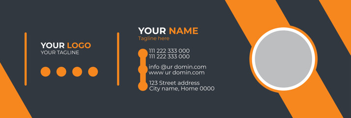 Wall Mural - Corporate Email signature template or email footer and personal social media cover templates with an author photo place creative modern layout