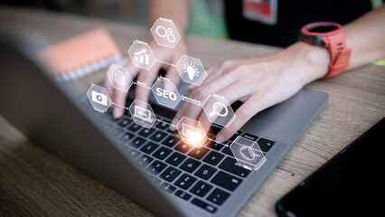 SEO. Search Engine Optimization. Digital online marketing andInetrmet technology concept.