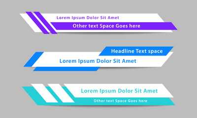 Wall Mural - geometric lower third banner template design. colorful lower third bar set vector. simple, clean sty