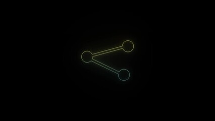 Sticker - Glowing neon to share icon on black background. wireless data transmission. 4K video animation for motion graphics and compositing.