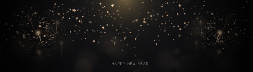 Poster - Abstract golden fireworks background. Luxury celebration and anniversary background