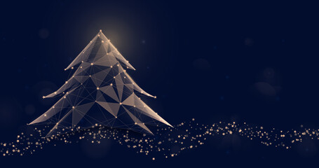 Poster - Merry Christmas. Christmas trees are made from a Low polygon model. Luxury background. Vector illustration