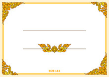 Thai Pattern Filigree Decoration Border Yellow Flower Frame A4 Template Vector Illustration
