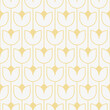 Abstract geometric seamless pattern, simple line gold tulip shape on white background design for geometric wallpaper, art deco tile, monochrome pattern, web banner element