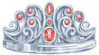 Watercolor silver crown Princess with precious stones