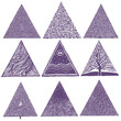 Triangles set, hand drawn design elements, PNG.