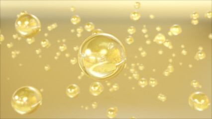 Wall Mural - cosmetic background with 3d bubble design water bubbles on an abstract science background. the conce