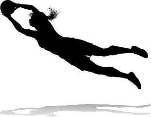 Poster - A female soccer football player woman in silhouettes