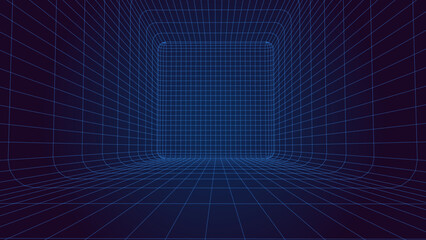 Wall Mural - perspective blue grid on a dark background. futuristic vector illustration. virtual reality framewor