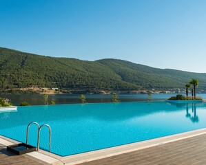 Poster - Nice swimming pool outdoors on bright summer day