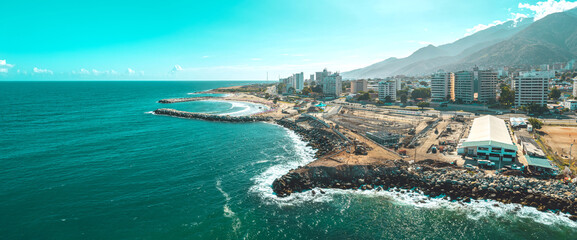 Wall Mural - Aerial view of Caraballeda de la Costa coastline, Vargas State, Venezuela,