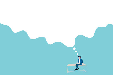 Wall Mural - businessman thinking future with big bubble. concept of think idea ambition to success, dream, probl