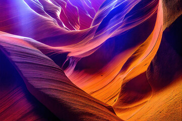 Wall Mural - Beautiful Antelope Canyon, smooth lines, ray of lights, colorful wall, smooth shadows, nature background, digital illustration, digital painting, cg artwork, realistic illustration, 3d render