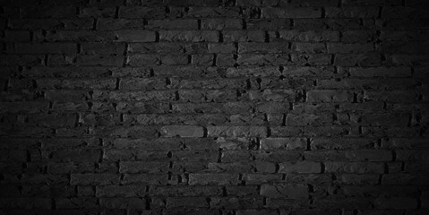 Urban Black brick wall backgrounds, brick room, interior texture, wall background.