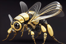 Mechanical Bee. Steampunk Style Animal. 3d Illustration