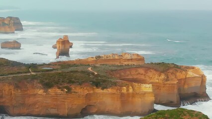 Poster - Loch Ard Gorge is a beautiful coastline along the Great Ocean Road, Australia. Drone viewpoint