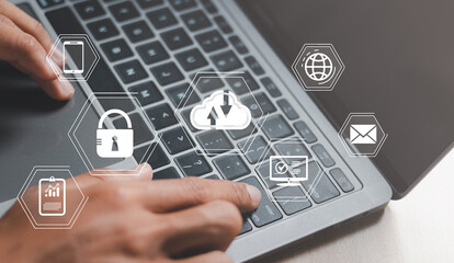 cybersecurity and cyber network concept, close-up of security and encryption, secure access to user's personal data secure internet access