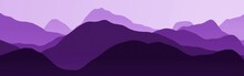 Beautiful Purple Mountains Slopes Wild Landscape - Flat Computer Graphics Backdrop Illustration