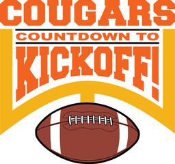 Wall Mural - football countdown to kickoff - cougars is a team design template that includes text, a graphic goal
