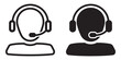 © fotohansel - ofvs133 OutlineFilledVectorSign ofvs - avatar headset vector icon . isolated transparent . woman customer service . support phone operator . black outline and filled version . AI 10 / EPS 10 . g11472