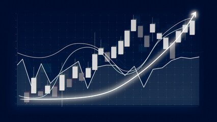 Wall Mural - Business growth concept in allusive graph chart showing marketing sales profit increasing to future target . Excellent financial status of corporate business rise up . Finance and money 3D rendering .