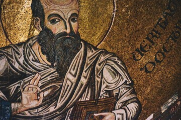 Wall Mural - Beautiful shot of mosaic of the Apostle Paul in the Cathedral of Monreale