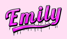  EMILY  Female Name VECTOR ENGLISH HAND LETTERING NAME.emily Vintage Font.emily Retro Word..
