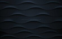 Black Abstract Background Wavy Dimension Layers With Light And Shadow Effect