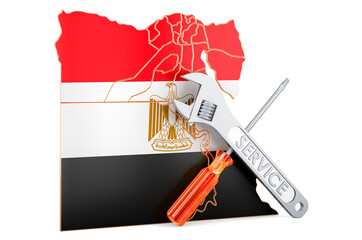 Canvas Print - Egyptian map with screwdriver and wrench, 3D rendering