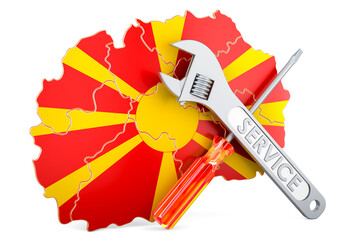 Canvas Print - Macedonian map with screwdriver and wrench, 3D rendering