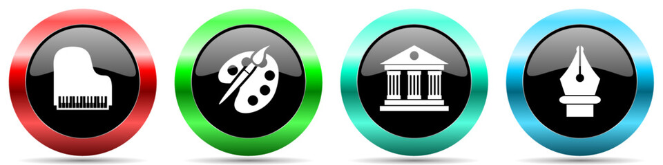 Fototapete - Arts vector icons, set of colorful education web buttons