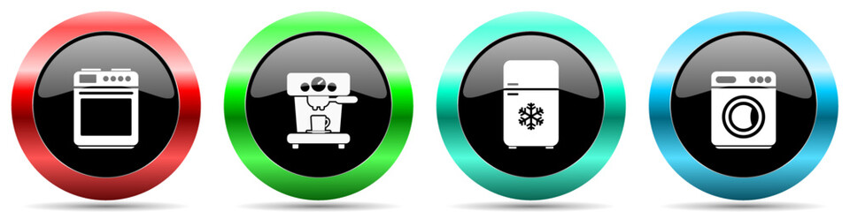 Poster - Home appliances vector icons, set of colorful web buttons