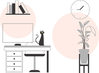 Interior in linear trendy style. background for presentations, posters and applications. Vector.