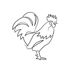 Continuous line drawing of rooster chicken animal farm