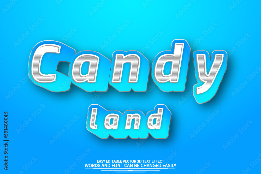 Candy Land 3D Text Effect Full Editable Stock Vector | Adobe Stock