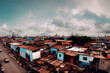 © RooM The Agency - Digitally generated image of makeshift shacks in a poverty stricken city slum