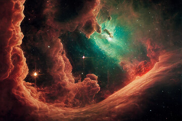 abstract space background with nebula and stars. multicolor outer space. 3d render