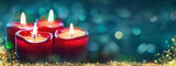 Fototapeta Kuchnia - Four Advent candles with christmas lights isolated