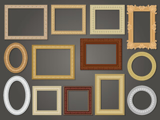 Wall Mural - frames for paintings. square blank templates of different pictures or photos recent vector decorativ