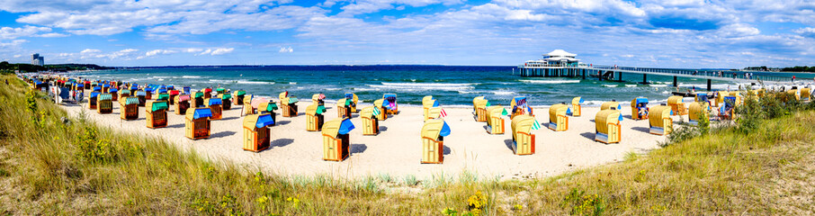 Canvas Print - typical hooded beach chair at the baltic sea