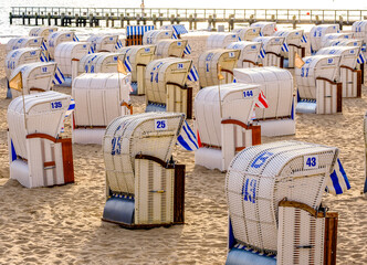 Canvas Print - typical hooded beach chair at the baltic sea