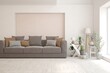 © AntonSh - White living room with sofa. Scandinavian interior design. 3D illustration