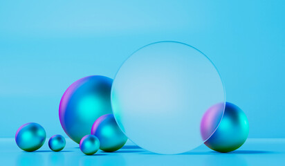 Abstract blank frosted glass background. Glass morphism effect. 3D Rendering