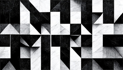 Wall Mural - modern abstract dynamic shapes black and white background with grainy paper texture. digital art.
