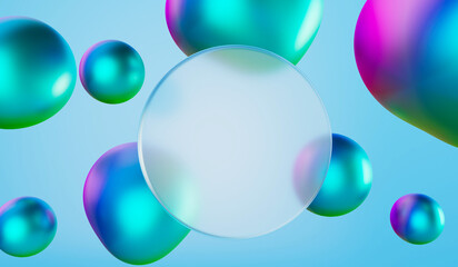 Abstract blank frosted glass background. Glass morphism effect. 3D Rendering