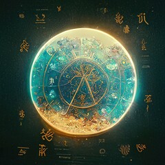 Wall Mural - abstract fantasy neon space landscape. star nebulae, month and moon, mountains, fog. unreal fantasy 
