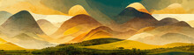  Luxury Landscape Art Background With Golden Lines