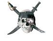 pirate skull with fiery eye 